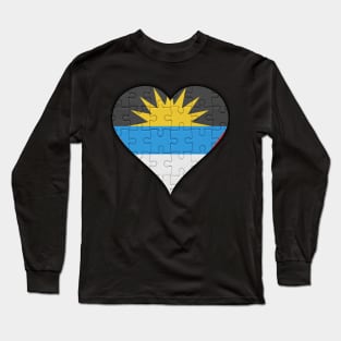 Antiguan & Barbudan Jigsaw Puzzle Heart Design - Gift for Antiguan & Barbudan With Antigua & Barbuda Roots Long Sleeve T-Shirt